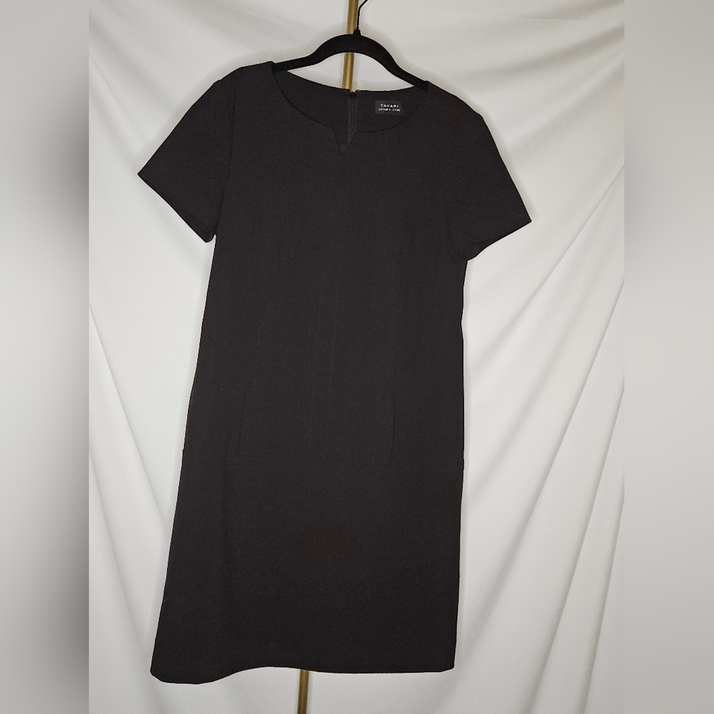 Tahari ASL Black Short Sleeve Shift Dress